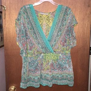 Sheer Paisley Print Peplum Top